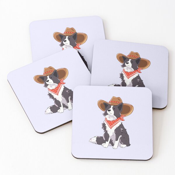 Item preview, Cowboy Border Collie – Cute Western Dog Illustration designed and sold by YaraCuteArt.