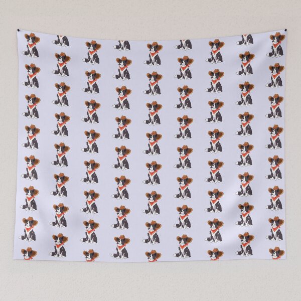 Item preview, Cowboy Border Collie – Cute Western Dog Illustration designed and sold by YaraCuteArt.