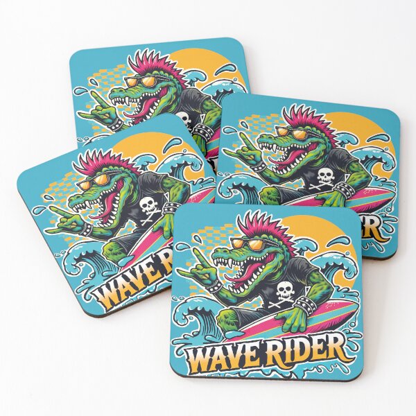 Item preview, Wave Rider – Punk Crocodile Surfer designed and sold by Hoof Crafted Studio.