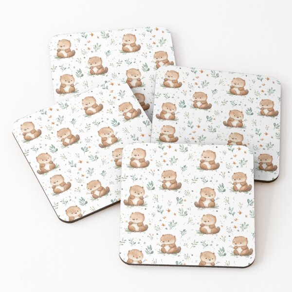 Item preview, adorable baby otters and leaves designed and sold by PoppyLaneStudio.