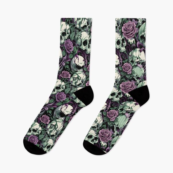 Artikelvorschau, Gotisches Totenkopf-Rosenmuster: Dunkle florale Verfallskunst entworfen und verkauft von The-Fi9der.