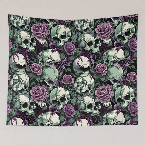 Item preview, Gothic Skull Rose Pattern: Dark Floral Decay Art designed and sold by The-Fi9der.