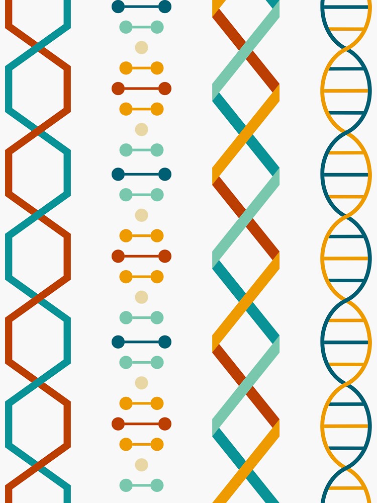 Thumbnail 3 of 3, Sticker, DNA genetics stem biology pattern set designed and sold by indiVisibl.