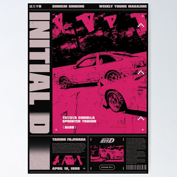 Vista previa del artículo con la obra «Carreras retro iniciales D AE86», diseñado y vendido por thundergearshop.