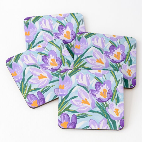 Item preview, Spring crocus flowers on sky blue designed and sold by SophieClimaArt.