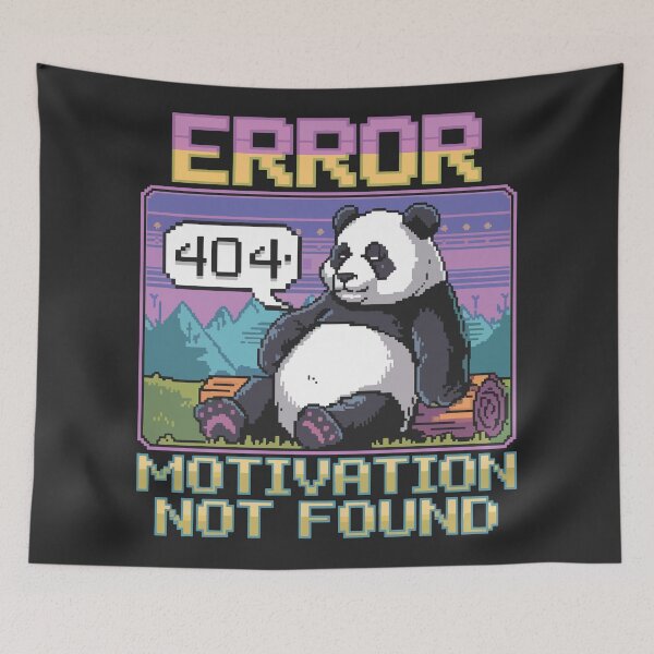 Item preview, Pixel 404 Error Motivation Not Found Lazy Panda designed and sold by NaturePixel.