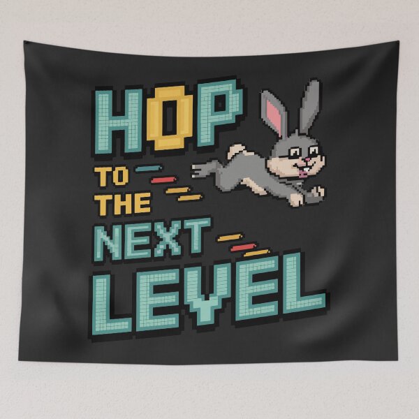 Item preview, Hop to the Next Level Pixel Bunny Gamer designed and sold by NaturePixel.