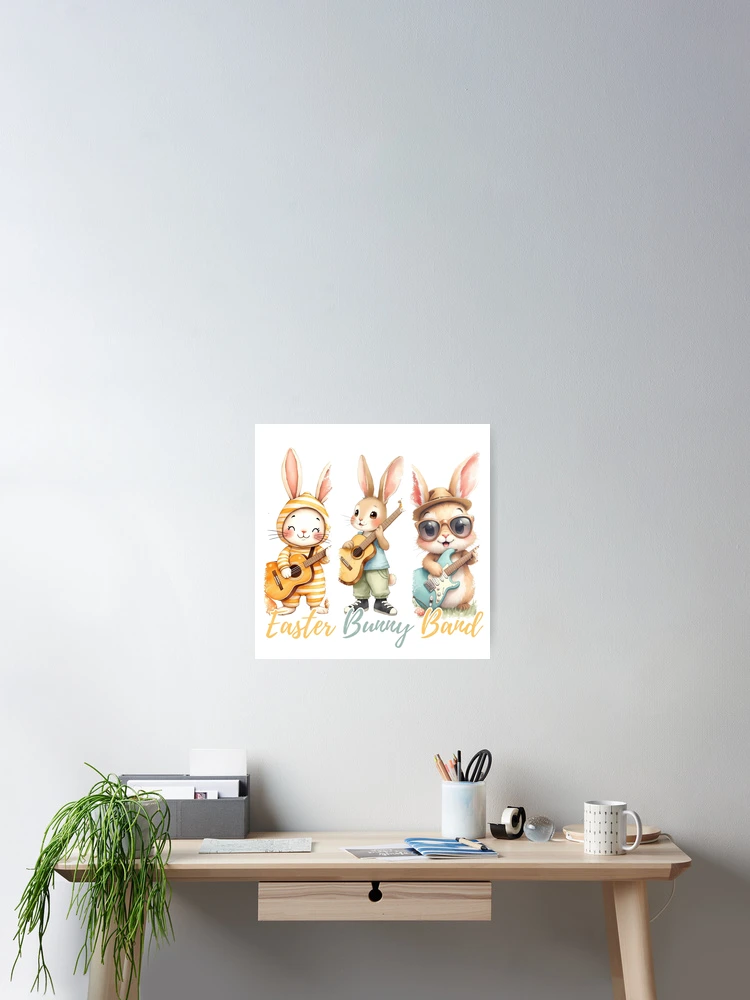 Thumbnail 2 of 3, Poster, Easter Bunny Band:  Adorable Musical Rabbits Rocking Into Spring! designed and sold by elynne9.