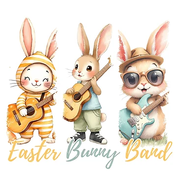 Artwork thumbnail, Easter Bunny Band:  Adorable Musical Rabbits Rocking Into Spring! by elynne9