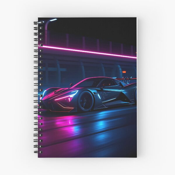 Aperçu de l'œuvre Courses nocturnes d'hypercars futuristes au néon – Art numérique cyberpunk créée et vendue par FusionCipher.