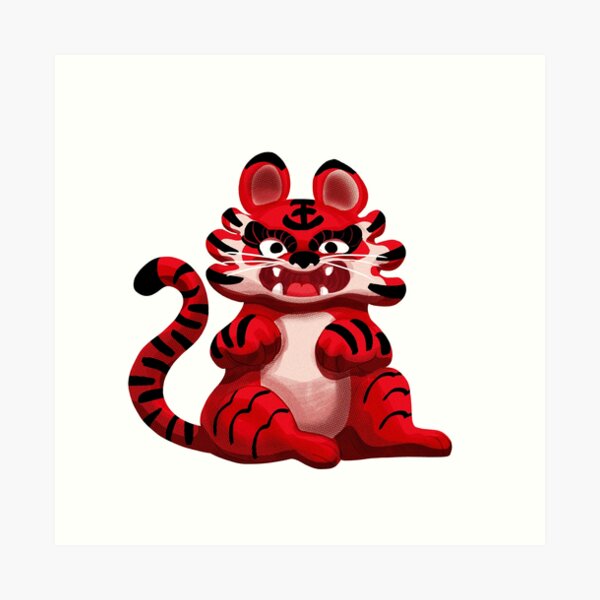 Vista previa del artículo con la obra «tigre rojo chino», diseñado y vendido por Artichouette.