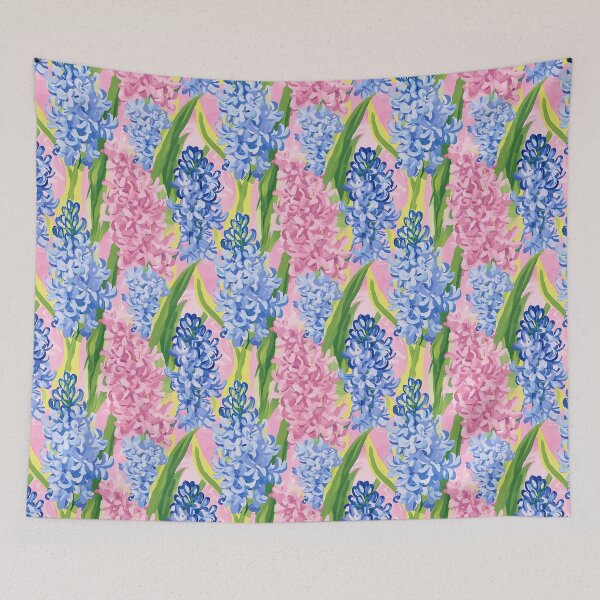 Item preview, Hyacinth flowers on pink  designed and sold by SophieClimaArt.