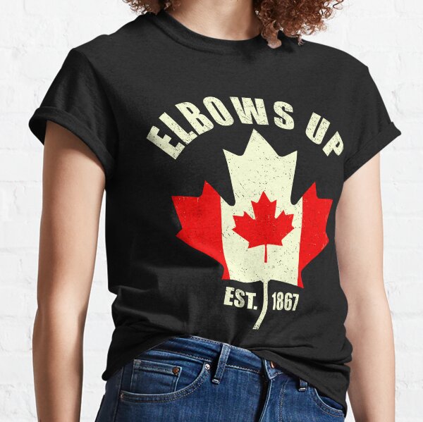 Aperçu de l'œuvre T-shirt Fierté canadienne | Canada interdit à la vente | Ensemble « coudes levés » | True North, fort et libre | 51e État | Force canadienne créée et vendue par UloMiridane.