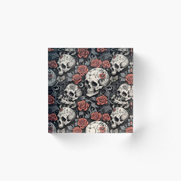 Item preview, Memento Mori Skull & Rose Pattern - Dark Gothic Floral Elegance designed and sold by The-Fi9der.