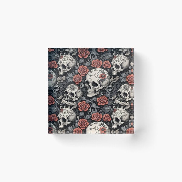 Item preview, Memento Mori Skull & Rose Pattern - Dark Gothic Floral Elegance designed and sold by The-Fi9der.