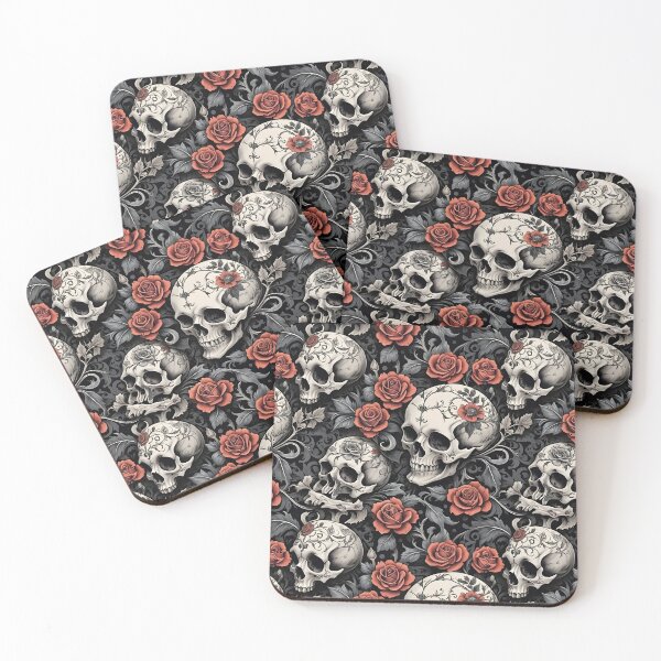 Item preview, Memento Mori Skull & Rose Pattern - Dark Gothic Floral Elegance designed and sold by The-Fi9der.