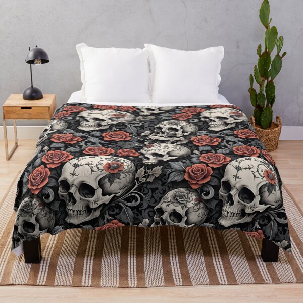 Item preview, Memento Mori Skull & Rose Pattern - Dark Gothic Floral Elegance designed and sold by The-Fi9der.