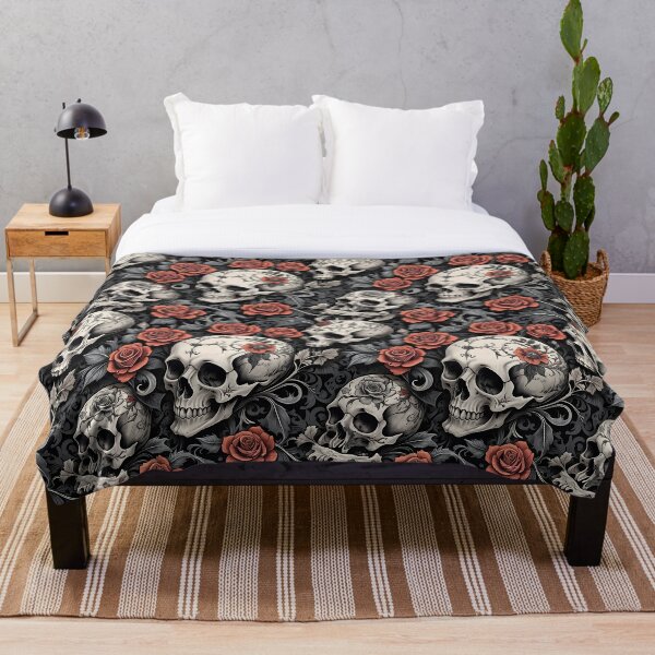 Item preview, Memento Mori Skull & Rose Pattern - Dark Gothic Floral Elegance designed and sold by The-Fi9der.