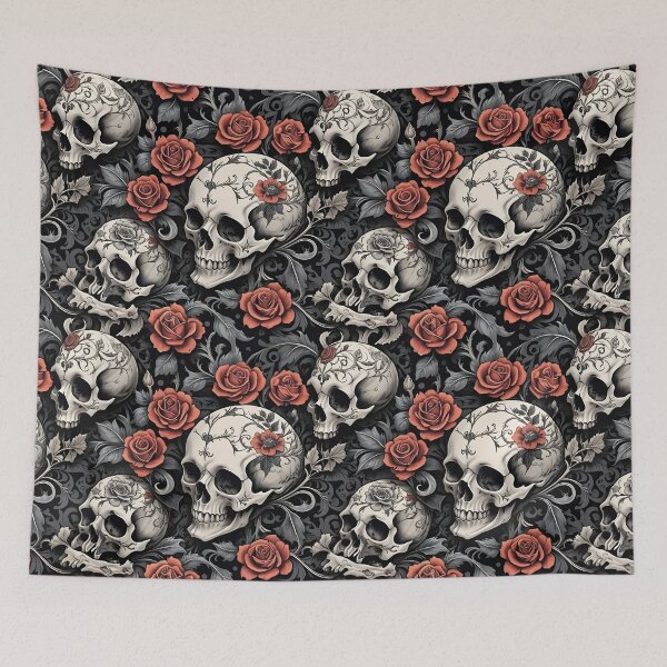 Item preview, Memento Mori Skull & Rose Pattern - Dark Gothic Floral Elegance designed and sold by The-Fi9der.