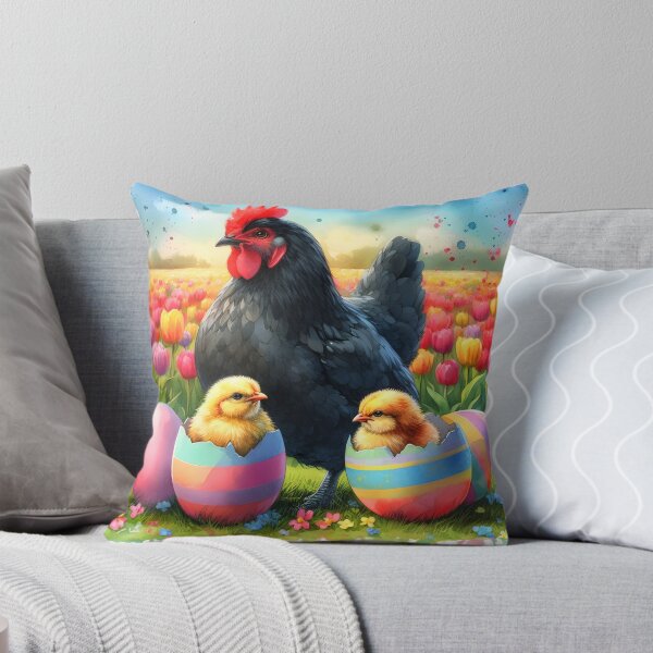 Item preview, Two little chickens in cracked striped easter eggs with a big black han aquarelle art designed and sold by EmeraldeaArt.