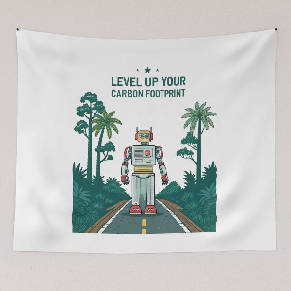 Item preview, Eco-Tech Robot T-Shirt: Level Up Your Carbon Footprint 2025 designed and sold by AnnDesignStudio.