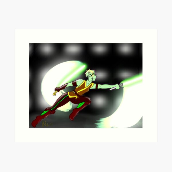 Aperçu de l'œuvre Green jedi double saber créée et vendue par Bulles-de-Meri.