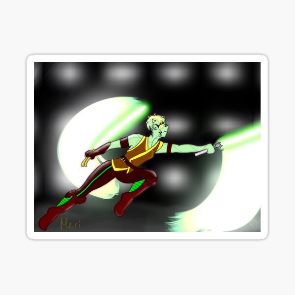 Aperçu de l'œuvre Green jedi double saber créée et vendue par Bulles-de-Meri.