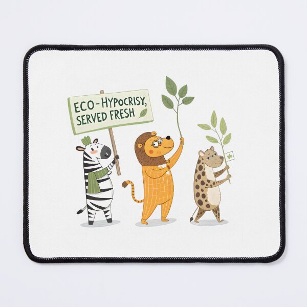 Item preview, Eco-Hypocrisy Cartoon Animals Funny Environmental Satire T-Shirt designed and sold by AnnDesignStudio.