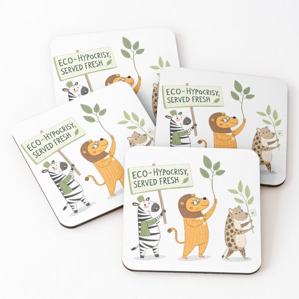 Item preview, Eco-Hypocrisy Cartoon Animals Funny Environmental Satire T-Shirt designed and sold by AnnDesignStudio.