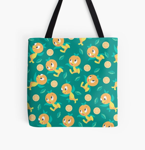 Teal Orange Bird Pattern All Over Print Tote Bag