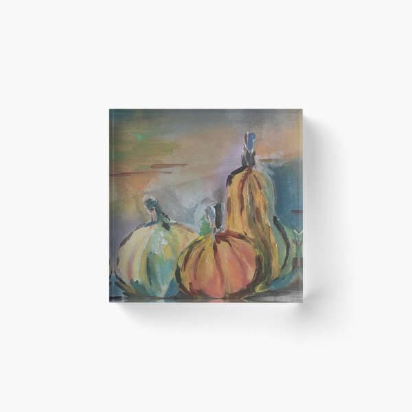 Aperçu de l'œuvre art original de la saison des citrouilles en techniques mixtes par l'artiste Vraz créée et vendue par Pink-muse.