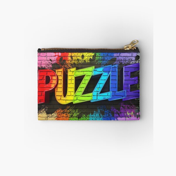 Item preview, Puzzle text in colorful letters sprayed onto a brick wall digitalart designed and sold by EmeraldeaArt.
