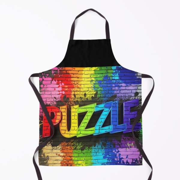 Item preview, Puzzle text in colorful letters sprayed onto a brick wall digitalart designed and sold by EmeraldeaArt.