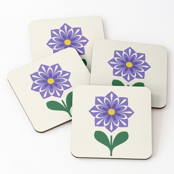 Item preview, KF 0361 D - Vintage Retro Daisy 70s Floral Pattern in Purple Green Yellow designed and sold by KhakiFinch.