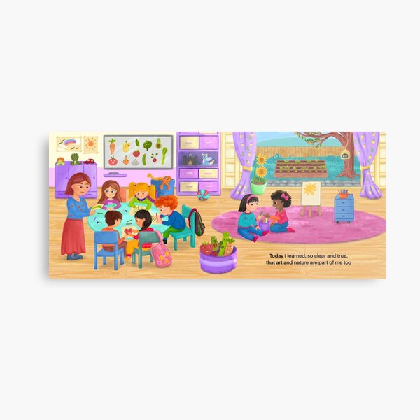 Little Artists in the Classroom with a Garden View Metal Print