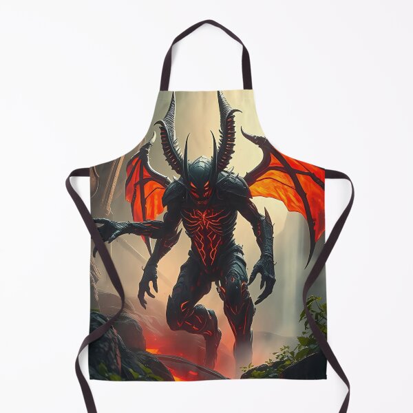 Item preview, Dark Demonic Warrior in a Fiery Hellscape – Epic Fantasy Art designed and sold by FusionCipher.