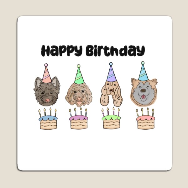 Item preview, Happy birthday dogs and cakes designed and sold by Pixxlcat.