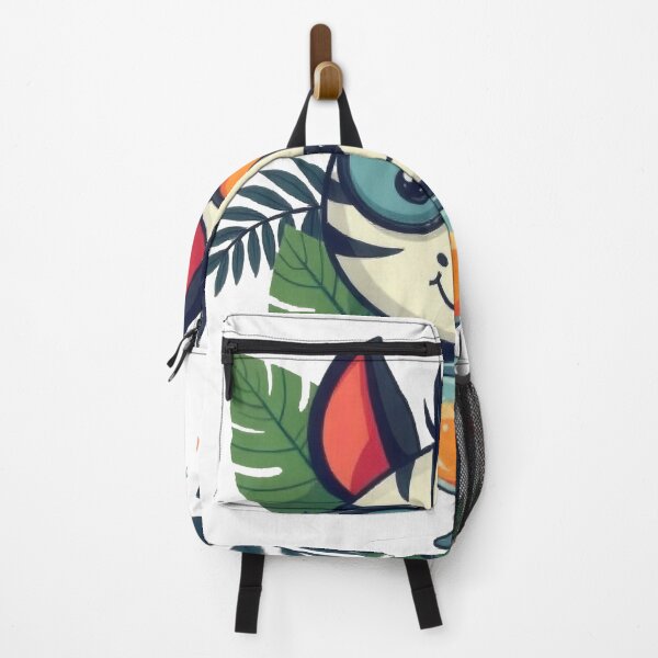 Item preview, Whimsical Zebra Cat with Tropical Drink – Cute Fantasy Animal Art designed and sold by ForeverPrintsOK.