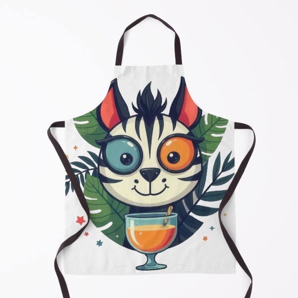 Item preview, Whimsical Zebra Cat with Tropical Drink – Cute Fantasy Animal Art designed and sold by ForeverPrintsOK.