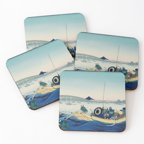 Item preview, Katsushika Hokusai - Thirty-Six Views of Mount Fuji: "Sunset Over Ryōgoku Bridge from the Onmaya Embankment" designed and sold by store-wasabi.