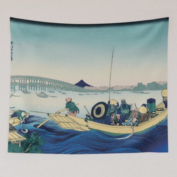 Item preview, Katsushika Hokusai - Thirty-Six Views of Mount Fuji: "Sunset Over Ryōgoku Bridge from the Onmaya Embankment" designed and sold by store-wasabi.