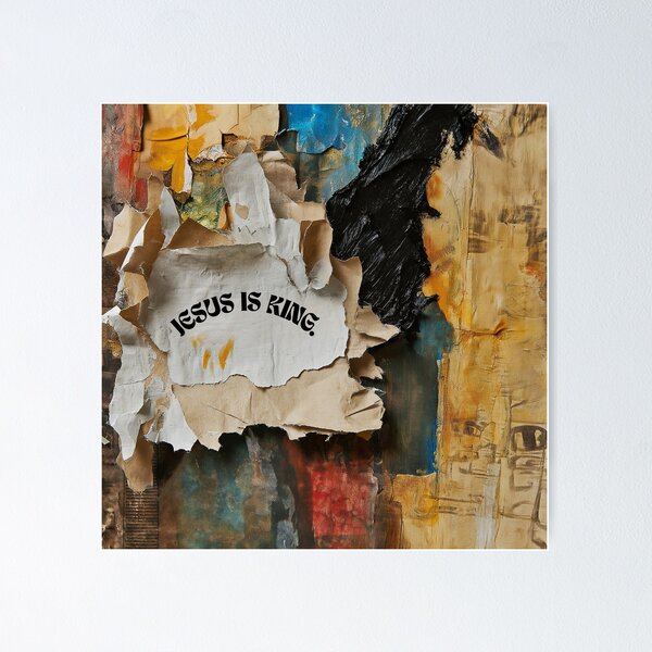 Item preview, Jesus Is King - Urban Collage Christian Art designed and sold by trendteezstore.