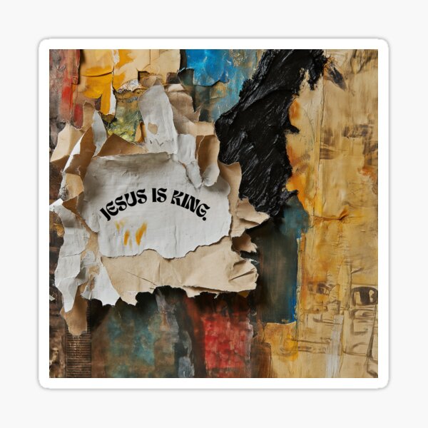 Item preview, Jesus Is King - Urban Collage Christian Art designed and sold by trendteezstore.