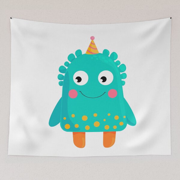 Item preview, Cute Blue Monster with a Party Hat – Vector Illustration designed and sold by viktoriaart0303.