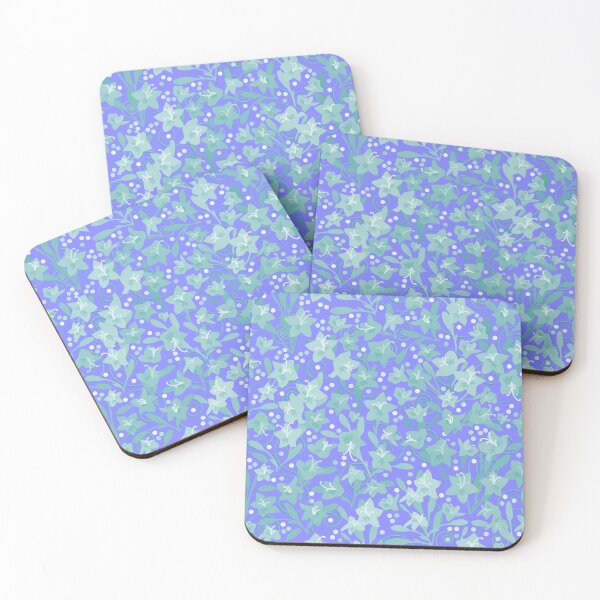 Item preview, Soft Teal Monochrome Flower Field Spirals Dots on Blue Half-Drop Repeat 5748 designed and sold by Art in My Loft.