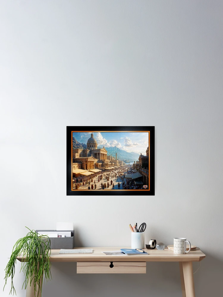 The Majestic Splendor of Trellus, A Classical Cityscape Of The Golden Age Captivating AI Concept Art by Xzendor7 Wall Decor Poster Art Print