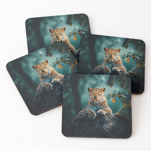 Item preview, A Leopard resting on rocky outcrop at dusk - Wildlife photography designed and sold by TheArtistOf2022.