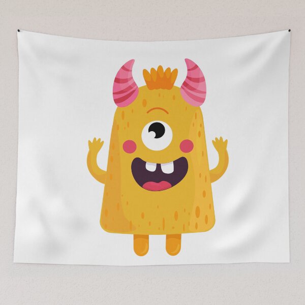 Item preview, Cute Yellow Monster with Pink Horns – Vector Illustration designed and sold by viktoriaart0303.