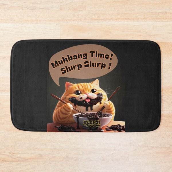 Artikelvorschau, Mukbang-Zeit! Dicke, rothaarige Katze isst Jjajangmyeon | Liebhaber koreanischer Küche entworfen und verkauft von mycreastyle.