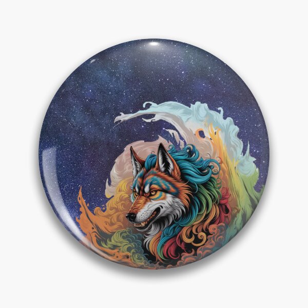 Item preview,   "Vibrant Multi-Colored Wolf Against Starry Night Sky" designed and sold by AnimalAirtistry.